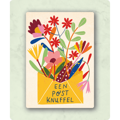 Postkaart Een postknuffel